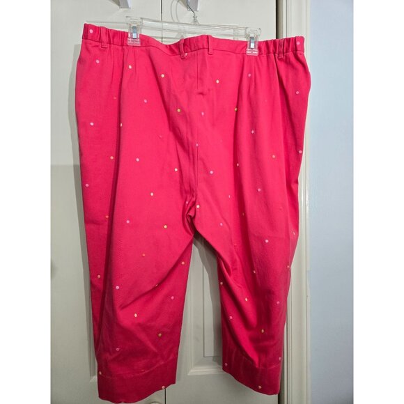 Marisa Christina Woman Pink Polka Dot Cropped Pants Size 22 Cotton & Spandex Ble - Picture 1 of 4